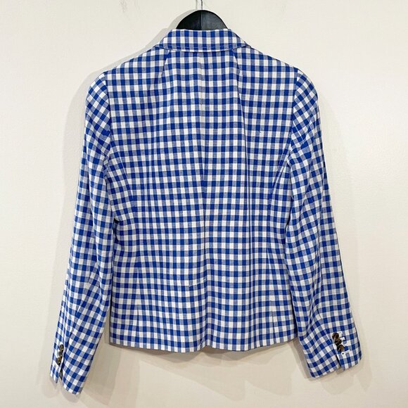 New J.Crew Campbell Linen Cotton Gingham Blazer Blue 6 $148 - Picture 3 of 7